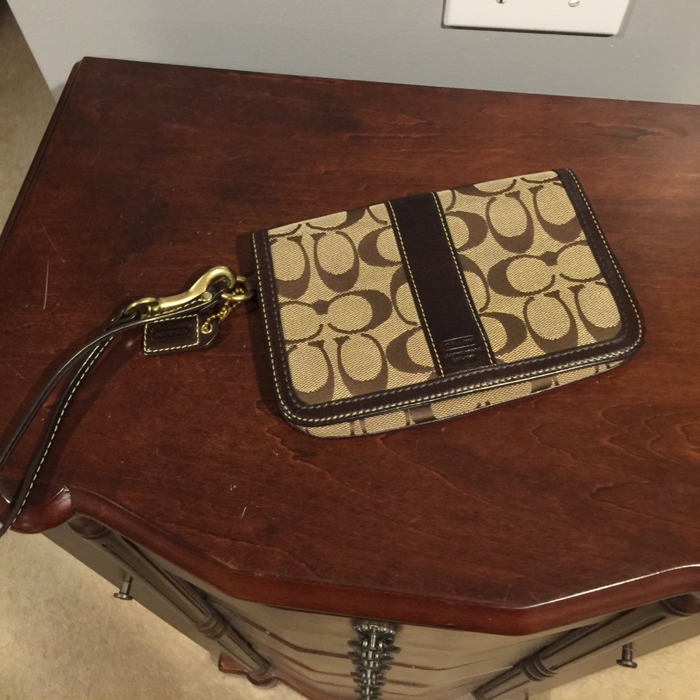 Brown coach wristlet